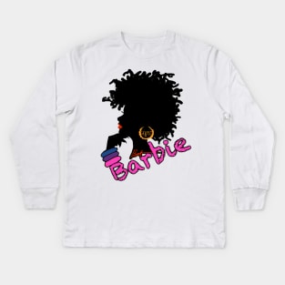 Black Barbie Kids Long Sleeve T-Shirt